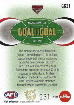 2017 Select Certified - Goal to Goal #GG21 Michael Hartley Back
